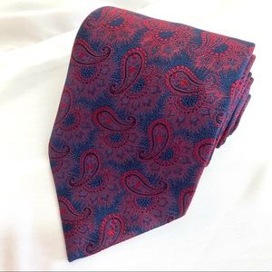 Cade Fincia Milano men’s red blue 100% silk paisley tie